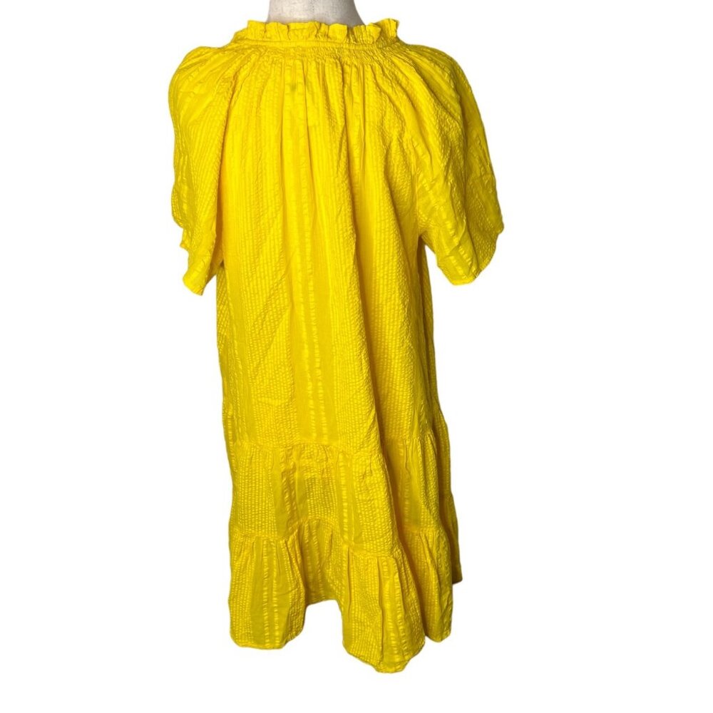 J.Crew $118 Ruffle-Trim Tiered Dress Cotton Dobby Yellow Size S BR466 - Picture 3 of 7